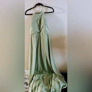 Bill Levkoff bridesmaid sage/pistachio maxi chiffon dress size 14
